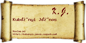 Kubányi János névjegykártya