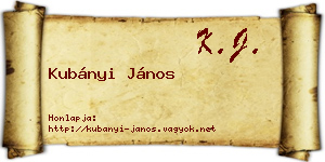 Kubányi János névjegykártya